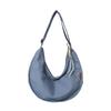 Bolso de mezclilla de gran capacidad para mujer, bolso bandolera estilo campus, estilo retro artístico, estilo dumplings, 2025