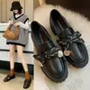 Mocasines de Plataforma Gruesa con Tacón Grueso para Aumentar Altura para Mujer 2025 Nuevos Zapatos Pequeños de Cuero Otoño Boca Baja Zapatos Tipo Frijol Estilo Francés Otoño Zapatos de Vestir