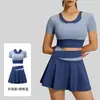 Nova Saia Curta de Yoga Estilo Transfronteiriço que Cobre o Quadril Anti-Exposição, Conjunto Esportivo Duas Peças Curto para Treino de Yoga ao Ar Livre