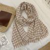 Cachecol xadrez Houndstooth feminino inverno quente casal estilo coreano all-match borla contraste cor malha xadrez cachecol estudante moda