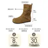 Botas Curtas Retro de Cano Médio para Usar de Duas Maneiras Botas Western Cowboy Moda para Mulheres no Outono e Inverno Botas Flats Casuais Simples e Confortáveis