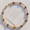 Collar con Cadena para Clavícula Estilo Maillard Otoño e Invierno Piedra Natural Ojo de Tigre Fino Perla Imitación Tahitiana Gypsophila