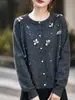 Nuevo Cardigan de Punto Redondo de Terciopelo de Mapache para Otoño e Invierno 2025, Manga Larga, Diseño de Flor Bordada, Tops de Nicho para Mujer
