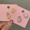 Brincos Redondos de Zircônia Banhados a Ouro Real 18K, Brincos de Alta Qualidade Exquisitos e Versáteis, Brincos Elegantes de Luxo Acessível para Mulheres