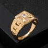 Anillo abierto personalizado de lujo con circón microincrustado en oro auténtico chapado en cobre, estilo europeo y americano, accesorios para hombres.