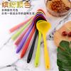 Fabricante en stock, cuchara de sopa de mango largo de silicona antiadherente integrada de tamaño pequeño, suministros de catering, cuchara, utensilios de cocina, cuchara