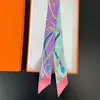 Bufanda de corbata estampada delgada de nuevo estilo para mujer, bufanda larga estrecha de seda estilo coreano para combinar con camisas, accesorio envolvente de moda