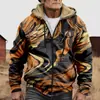 Chaqueta de Algodón Gruesa con Forro Polar, Estilo Étnico, Doble Bolsillo, Doble Capa Interior, Cremallera y Bolsillos de Parche, Patrón Transfronterizo 2025, para Abrigo