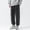 Calças casuais slim-fit masculinas com amarração no tornozelo, calças de primavera, estilo americano, moda High Street pesada, macacão com zíper, calças cáqui