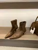 Zapatos de Tacón Alto y Fino, Botines Estrechos de Punta Animal Print Leopardo, Botines Cortos, Botas de Mujer, Botines Franceses de Ante Marrón Otoño e Invierno 2025