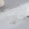 Colar de Floco de Neve Quadrado para Mulheres Prata de Lei S925 Pequeno Fresco Doce Simples Moda Versátil Elegante Suave Corrente de Clavícula