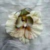 Flor Artificial Borboleta Estilo Fada Série Orquídea Clipe para Franja Novo Estilo Chinês Grampo de Cabelo Grampo para Coque na Parte de Trás da Cabeça Ornamento de Cabelo para Mulheres