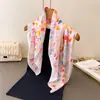 Bufanda de seda sintética con estampado de corazón romántico, chal de alta gama, pañuelo versátil para el cuello, pañuelo cuadrado pequeño, pañuelo para la cabeza, bufanda para mujer