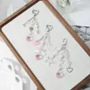 Chaveiro Versátil Casual Preppy Rosa Morango Coração de Prata Estrela Lua Cruz Pingente de Bolsa