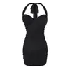 Vestido sin tirantes plisado color verde menta para mujer, estilo 'chica caliente' de verano, ajustado, adelgazante y que realza la figura, falda corta