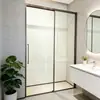 Cabina de Ducha Rectangular de Acero Inoxidable de Comercio Exterior, Mampara de Baño con Separación de Zona Seca y Húmeda, Cabina de Ducha con Puerta Corredera Personalizada