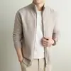Suéter de Punto para Hombre 2026 Otoño/Invierno Cuello Alto Cremallera Cárdigan Estilo Joven de Negocios Old Money Suéter Chaqueta de Uso Individual Tendencia