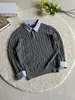 Camisa Falsa de Dos Piezas Tejida con Trenzado Spliced Polo Suéter para Hombre Otoño Corte Limpio Top Casual de Gama Alta