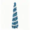 Bestseller de vacaciones transfronterizo: Árbol plegable en forma de cono con decoraciones de lentejuelas azules, blancas y multicolores para decoración de centros comerciales y del hogar