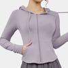 Casaco de roupas de ioga feminino com bolso com zíper slim-fit com capuz Top esportivo ao ar livre Corrida ao ar livre Treinamento Roupas de ginástica com capuz