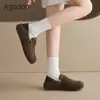 Mules con Forro de Felpa Augusden para Mujer 2026 Nuevos Zapatos Planos de Algodón de Invierno Mules de Cobertura Completa Zapatos Peludos de Dos Formas de Usar