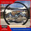 Moderno aço inoxidável abstrato anel de rocha escultura paisagem aquática departamento de vendas ao ar livre quadrado metal espelho decoração paisagem