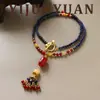 Collar de Borla Original de Año Nuevo Estilo Chino Retro Ágata y Lapislázuli, Cadena para Suéter Versátil de Lujo Ligero de Nicho de Alta Gama