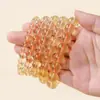 Pulseira de Contas Redondas de Citrino Amarelo Natural, Pulseira de Círculo Único de Citrino Amarelo Transparente Brasileiro, Contas Espaçadoras de Círculo Liso de Cristal para DIY Venda por Atacado