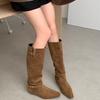 Botas de Punta Cuadrada para Mujer Otoño e Invierno 2025 Nuevas Botas de Mujer Botas Vaqueras Botas Largas Botas Planas Botas de Caballero Botas Ajustadas