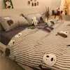 Estilo Ins Oso Oso Cama Sencillo Juego de Cuatro Piezas Sábana de Algodón Lavado Funda de Edredón Dibujos Animados Dormitorio Estudiante Juego de Tres Piezas