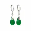 Brincos Tradicionais Estilo Chinês de Calcedônia Gota de Água Guochao Brincos Completos em Prata S925 Textura Brincos Clássicos Femininos Verde