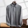 Suéter de cachemira para hombre, jersey de solapa, camiseta con cuello polo, jersey de cachemira pura de manga larga, moda de otoño e invierno.