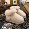 Botas de nieve casuales de invierno para exteriores con suela gruesa para mujer 2026, botas cortas con forro de felpa engrosado y ribete grande de pelo, adecuadas para personas menudas