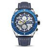 Reloj transfronterizo Megir para hombre, reloj de moda azul con cronógrafo, disco estéreo, reloj deportivo de cuero 2119