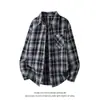 2026 Transfronteiriça Amazon Nova Camisa Masculina Xadrez Retro Solta de Manga Longa Moda Jovem Camisa Casual para Homens