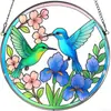 Flor de Beija-flor Popular Transfronteiriça Vitral Acrílico Decoração Suspensa Pegador de Sol para Janela Decoração de Casa e Jardim Ornamento