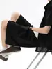 Pantalones cortos casuales de lino sintético con corte diagonal marrón para hombre, prenda exterior delgada y transpirable para verano, pantalones holgados de largo medio de algodón y lino