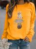 2025 Exportación Europeo y Americano Nuevo Exportación Gatito Animal Europeo y Americano Estampado Cuello Redondo Sudadera Suelta Casual Top