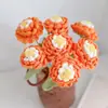 Flor de Peonía Individual Tejida a Mano Terminada Lana Tejida Bouquet Eterno Jarrón Flor Artificial Hecha a Mano Creativa Venta al por Mayor