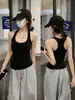 Top sin mangas de cuello halter y cuello cuadrado amarillo limón para mujer, Ropa de exterior de verano, Estilo deportivo, Yoga, Cobertura lateral del pecho, Top base