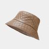 Estilo coreano Chanel Estilo Moda Pequena Xadrez Couro Pescador Chapéu Simples Artístico Lazer Chapéu de Sol Ao Ar Livre Proteção Solar Bacia Chapéu