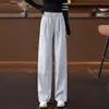 Calça Jogger Feminina Wide-Leg Personalizada com Hotfix e Cordão Outono 2026 Nova Moda Solta Caimento Fluido Reta Casual