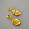 Pendientes Pendientes Europeos y Americanos Retro de Nicho con Sentido de Diseño Textura Irregular Forma de Hoja Latón Chapado en Oro Distintivos Exagerados