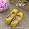 Zapatos Mary Jane Vintage con Lazo y Tacón Grueso para Mujer, Nuevos Primavera y Verano 2025, Versátiles, que Aumentan la Altura, de Boca Baja, de una Sola Capa, con Hebilla