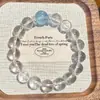 Pulsera de cristal de aguamarina blanco natural con cuentas redondas transparentes, de una sola hebra, unisex, pulsera de cristal natural fresca y simple