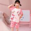 Comércio exterior pijama infantil verão novo meninas manga curta shorts fofo meninas bebê crianças pequenas e grandes conjunto de roupa de casa