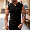 Regata de malha com listras verticais para fitness e esportes, slim fit, masculina, gola V, ombro largo, estilo americano, para comércio exterior europeu e americano, verão