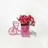 Mini maceta de bicicleta con flores de gipsófila artificiales, planta pequeña en maceta simple multicolor, decoración de escritorio, flores artificiales para el hogar al por mayor