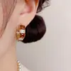 Pendientes de Aro Cuadrados Color Café con Circonita Versátiles Retro de Moda Transfronterizos para Mujer, Pendientes Elegantes de Lujo Ligero Simples de Gama Alta al por Mayor