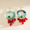 Pendientes de gancho de resina con forma de hoja ovalada y pluma, transfronterizos europeos y americanos, pendientes frescos y sencillos de verano, pendientes de diseño nicho para mujer